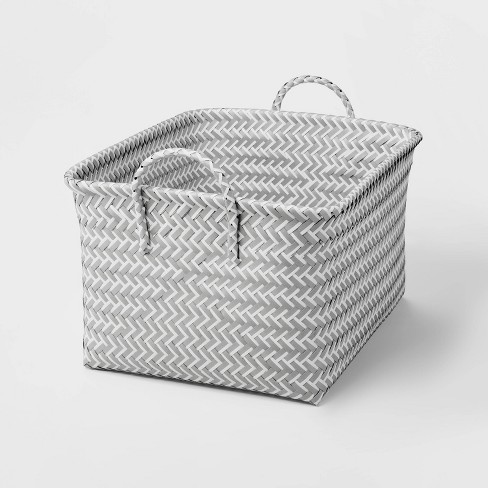 Large Woven Rectangular Storage Basket Gray/White - Brightroom™