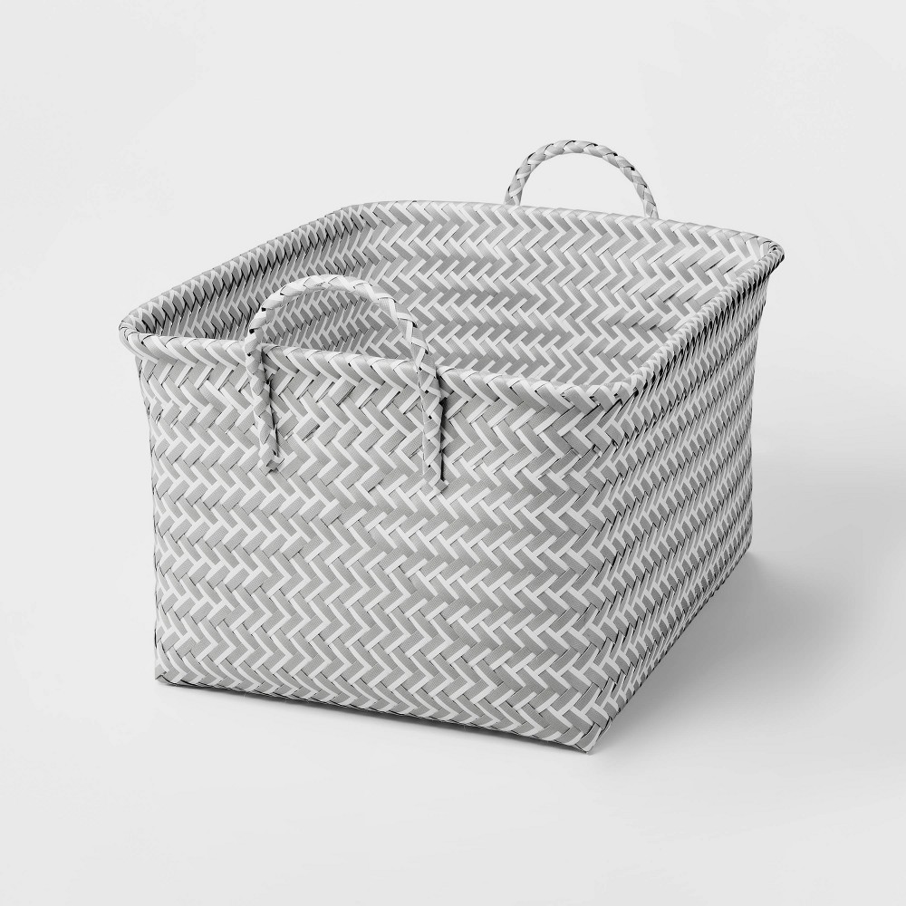 2pcs)) Large Woven Rectangular Storage Basket Gray/White - Brightroom™