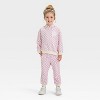 Grayson Mini Toddler Girls' Checkerboard Printed Pull-On French Terry Jogger Pants - Pink - 3 of 3