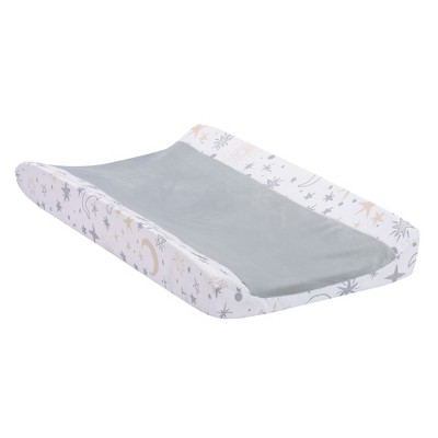 Lambs & Ivy Goodnight Moon White Gray Changing Pad Cover - Moons Stars 