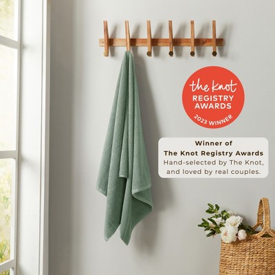 Eucalyptus Green Cotton Quick Dry Textured 6-Piece Towel Set