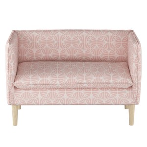 French Seam Settee Scallop Tile Pink with Natural Legs - Project 62