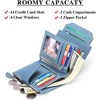 BEAFUP Women's Genuine Leather Wallet,Compact Size Wallet, RFID Blocking,with 14 Slots and 2 Zippered Pockets & Zipper Coin Pouch - 2 of 4