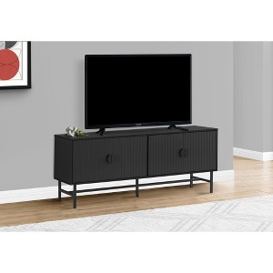 Monarch Specialties Tv Stand 60 Inch Console Media Entertainment Center Storage Cabinet Black Laminate Black Metal Contemporary Modern - 1 of 4