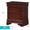 Vynxaria 24"H x 21"W x 16"D Cherry Nightstand, 2 Drawers, Elegant Finish, Durable, No Assembly Needed - 2 of 4