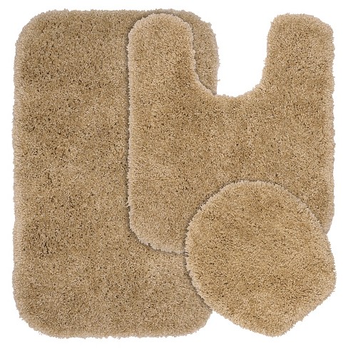 3pc Serendipity Shaggy Washable Nylon Bath Rug Set ...