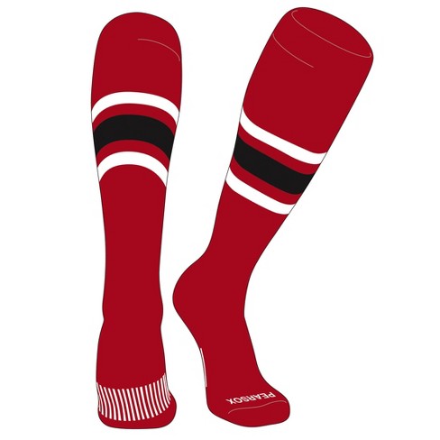 PEAR SOX Striped OTC Baseball, Softball, Football Socks (B) Red, White, Black (M) - image 1 of 3