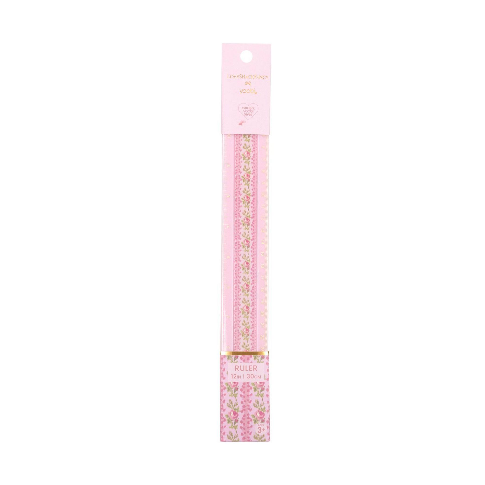 LoveShackFancy x Target - Yoobi Blooming Heirloom 12" Ruler Strawberry Macaroon
