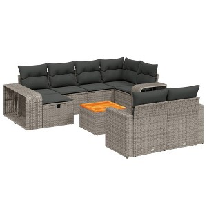 vidaXL Garden Sofa Set Grey PE rattan Large UV-resistant materials - 1 of 4