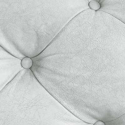 Vintage White Tufted Leather Chesterfield Sofa with Metal Legs