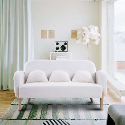NicBex Couches for Living Room 59.1" Loveseat Sofa Teddy Upholstered 2-Seat Couch Soft Sponges Modern Designs Sofa with 3 Cozy Cushions