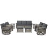 Buenhomino 9-Piece Outdoor Patio Set – PE Wicker Sofa, 4 Swivel Chairs, 2 Ottomans & 2 Tables, All-Weather Conversation Set with Cushions - 3 of 4
