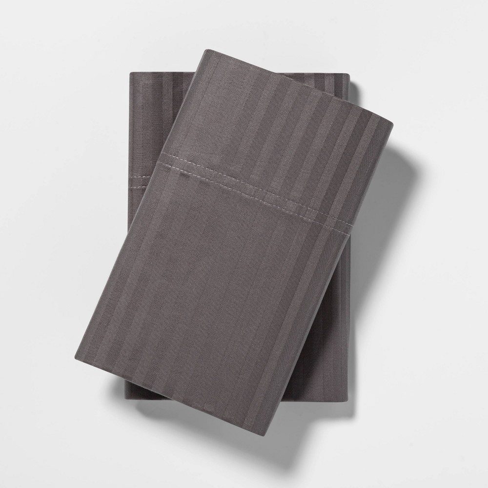 King 400 Thread Count Damask Solid Pillowcase Set Gray - Threshold™
