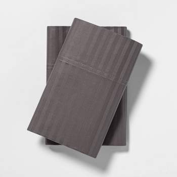 Standard 400 Thread Count Damask Solid Pillowcase Set Gray - Threshold™