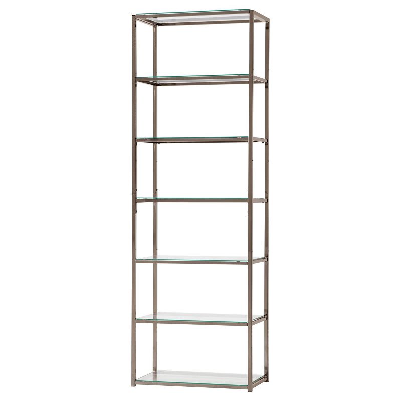 77.75&#34; Contemporary 6 Shelf Bookcase with Glass Shelves Black Nickel - Coaster, 5 of 8