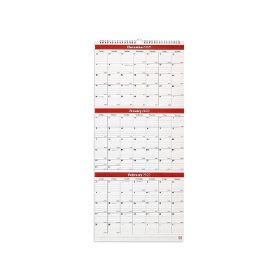 TRU RED 2022 27" x 12" Wall Calendar Black/Red/White TR53920-22