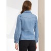 INSPIRE CHIC Women's Vintage Long Sleeve Washed Button Down Denim Jacket - 4 of 4