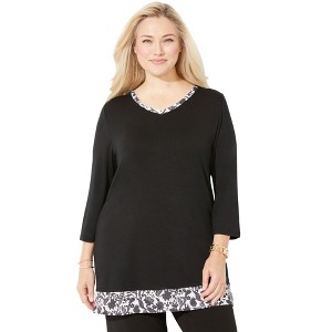 Catherines Women's Plus Size Liz&Me Duet Top - 1 of 4