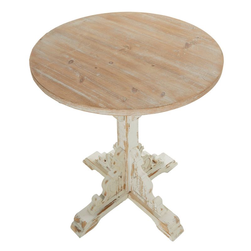 Small Round Antique Wood Accent Table White - Olivia &#38; May, 4 of 8