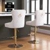 Mshliw Set of 2 Modern Velvet Swivel Barstools with Adjustable Seat Height 27¨C35 Inch, Tufted Upholstered Counter Chairs with Gold Base - 3 of 4