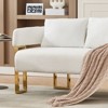 Okak Modern Teddy Fleece Upholstered Back Armchair with Gold Metal Frame,Leisure Reception Chair for Living Rooms,Relaxation Areas - 2 of 4