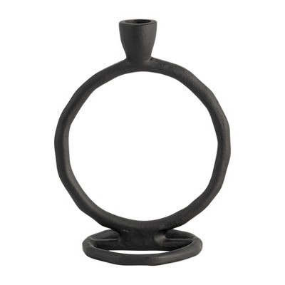 Sagebrook Home Round Ring Taper Candle Holder - Contemporary Circular Abstract Metal Candle Display for Home