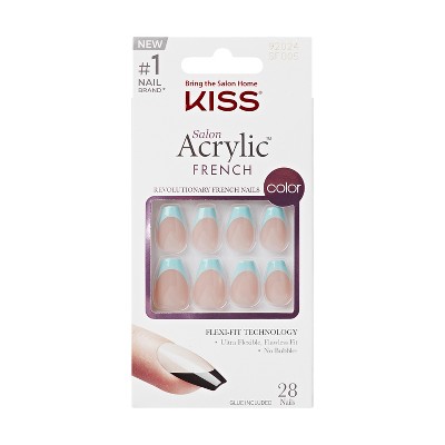KISS Products Salon Acrylic French Color Fake Nails - Pixie - 31ct