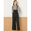 Allegra K Women's High Waist Wide Leg Belted Button Long Overalls Jumpsuit - 2 of 4