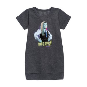 Girls' - Monster High - Oh Zaps! Graphic Short Sleeve Fleece Dress - 1 of 3