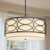 DORESshop 4-Light Black and White Drum Chandelier, Modern Dining Room Chandelier Lighting with Fabric Shade for Living Room - 3 of 4