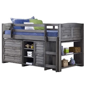 Donco Kids Louver Twin Antique Grey Modular Low Loft Bed - Group A - 1 of 4
