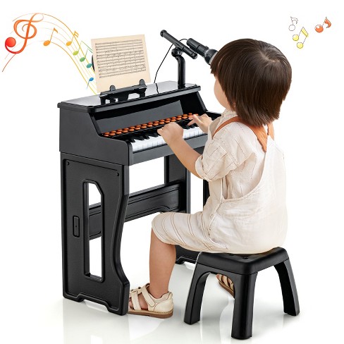 Costway 30-Key Classic Baby Grand Piano Toddler Toy Wood with Bench & Music  Rack Red