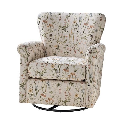 Julia Transitional Swivel Rocker Chair with Removable Backrest|ARTFUL LIVING DESIGN-BLUE