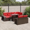 vidaXL 11 Piece Patio Sofa Set with Cushions Brown Poly Rattan - 2 of 4