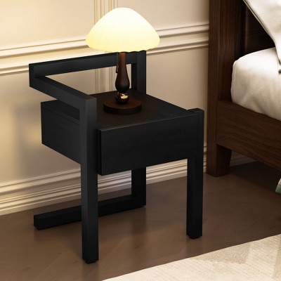 PAGED Nightstand with Storage Drawer, Modern Wooden Side Table, Bedside Storage Cabinet for Bedroom, Living Room