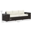 3 Seater Wicker Outdoor Couch Patio Sofa with Storage, Thickened Cushions and Wide Armrests for Porch Yard - 3 of 4