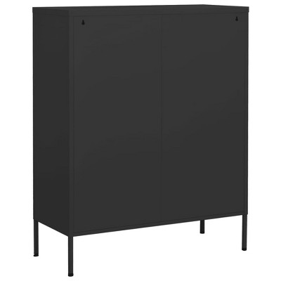 Anthracite Black Steel Freestanding Office Storage Cabinet with Adjustable Shelving
