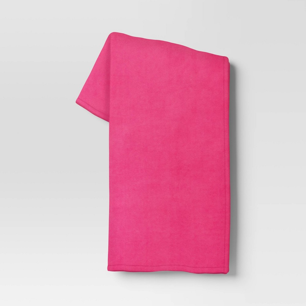 Photos - Duvet Solid Plush Throw Blanket Pink