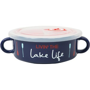 Pavilion Gift Company - Lake Life - 13.5 oz Double-Handled Soup Bowl with Lid - Drinkware - 1 of 4