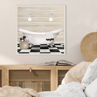Elizabeth Medley Bathroom Scene White Canvas Wall Art with Floater Frame