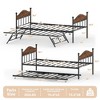 Daybed with Trundle, Metal Twin Size Day Bed with Stylish Headboard, Sofa BedFrame with Pop Up Foldable Trundle Bed, Heavy Duty Steel Slats Platform - 3 of 4
