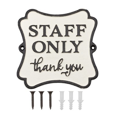 AuldHome Design Staff Only Cast Iron Sign, Business Door Sign for Employees Only Area, Rustic Farmhouse Metal Plaque