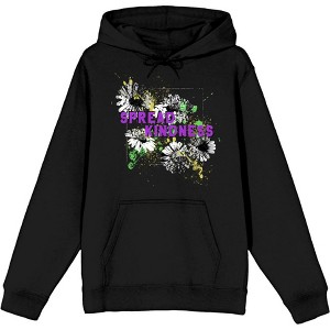 "Spread Kindness" Flowers With Color Splatter Adult Long Sleeve Hoodie - 1 of 2