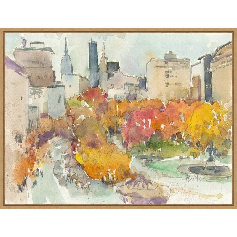 24&#34; x 18&#34; Autumn in New York Study III by Samuel Dixon Framed Canvas Wall Art - Amanti Art, 1 of 9