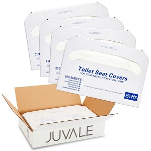 Juvale 4 Pack of 250 Pieces Disposable Toilet Seat Covers, Flushable Paper Cover for Bathroom, Travel Accessories, Kids, Adults, 14 x 16 In, 1000 Pack - 1 of 4