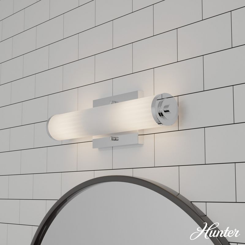 18" 2-Light Holly Grove Cased White Glass Bathroom Vanity Wall Light - Hunter Fan, 2 of 7