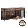 91.3in Double Dog Crate Furniture with Dog Feeder Dog Kennel Indoor with Drawers - 2 of 4