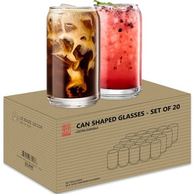 Le'raze Set Of 4 Clear Heavy Base Drinking Glasses With Bamboo Lids, Straws  & Cleaning Brush - 16oz. : Target