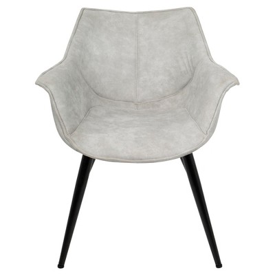 Light Grey Polyester Wingback Accent Chairs with Black Metal Legs, Set of 2