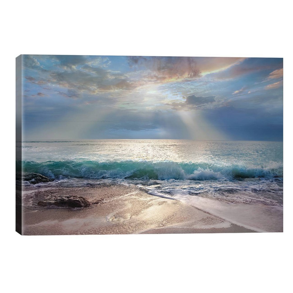 Photos - Other Decoration 32" x 48" x 1.5" Aqua Blue Morning by Mike Calascibetta Unframed Wall Canvas - iCanvas: Seascape Photo, Modern Decor